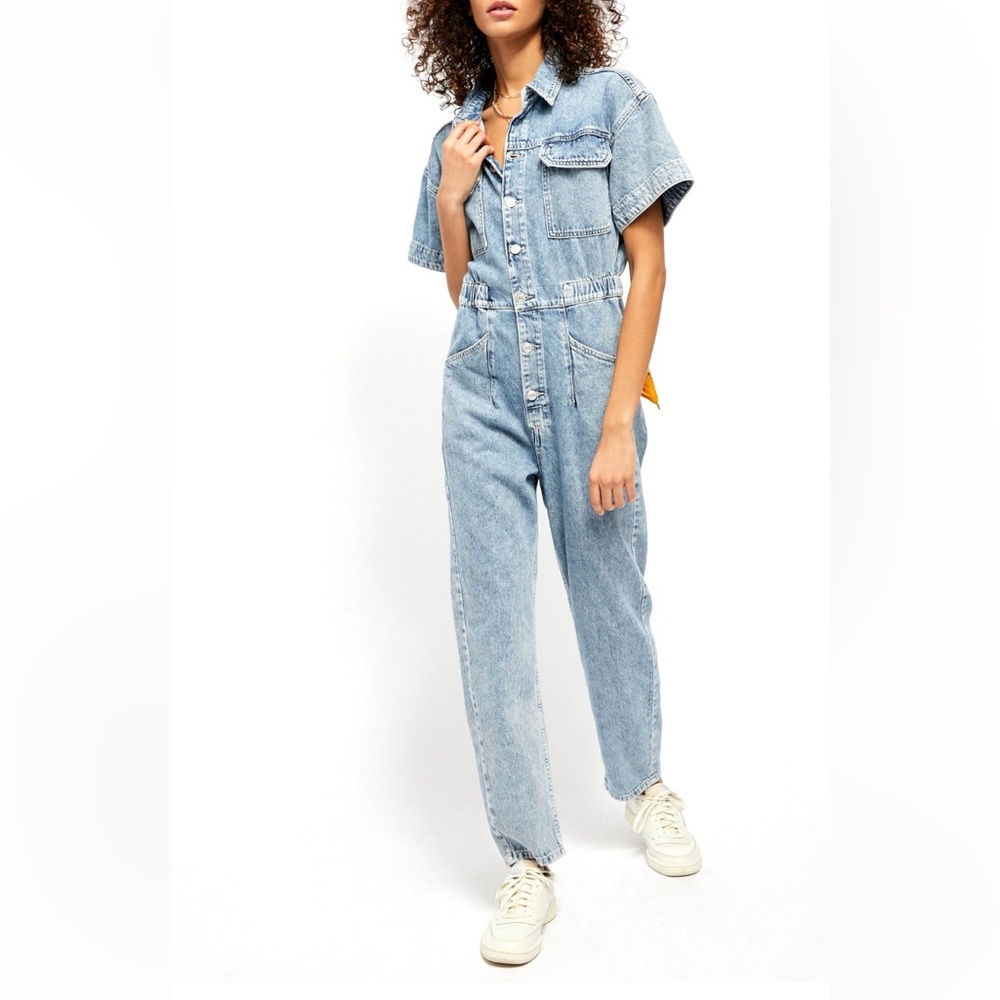 FREE PEOPLE Marci Coverall Jumpsuit NEW Size S Clear Skies Blue - Picture 3 of 13